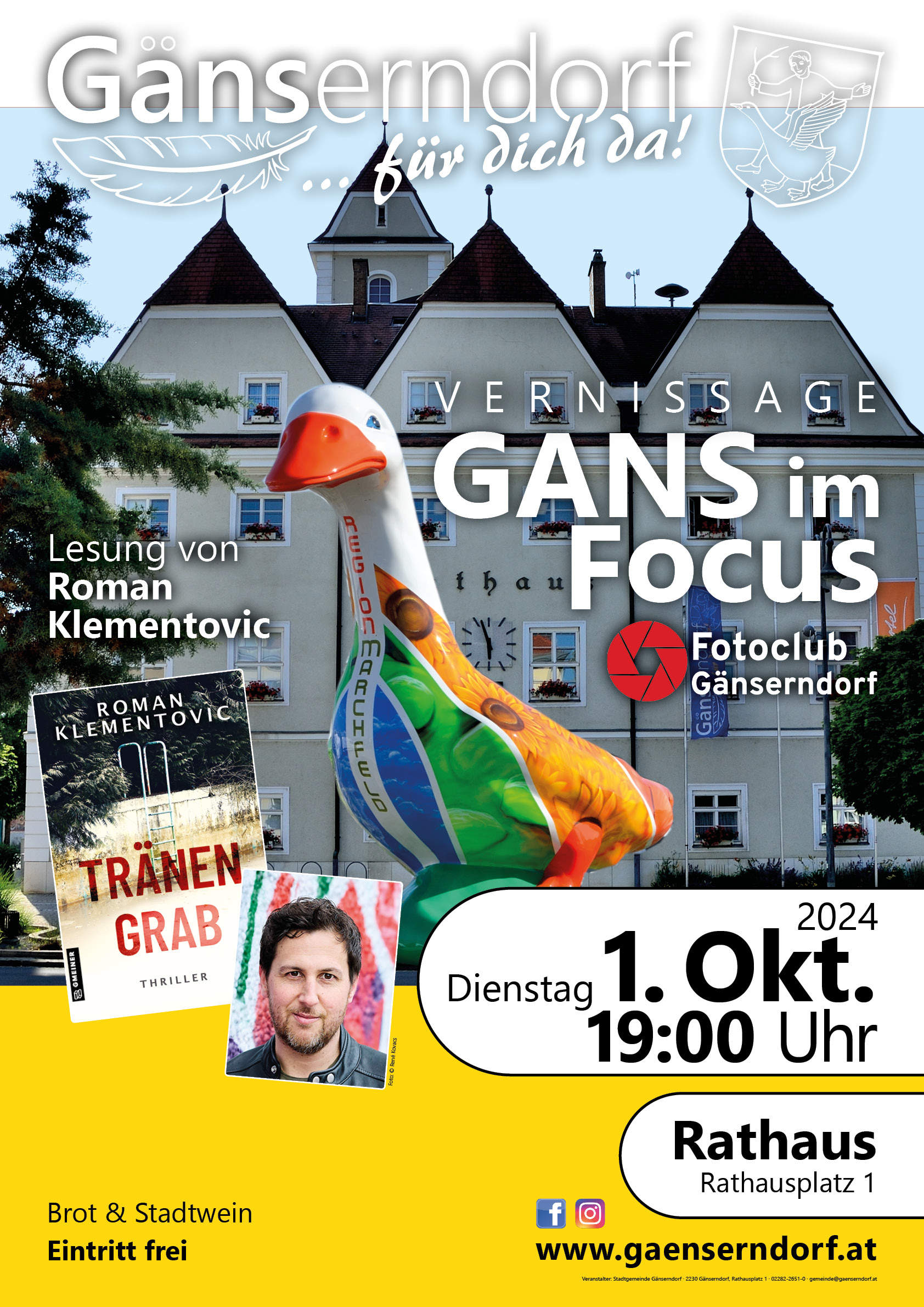 Vernissage „GANS im Fokus“ Fotoclub Gänserndorf und Krimilesung Roman Klementovic